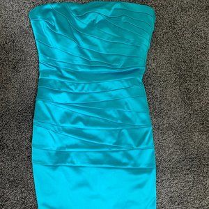 Turquoise Strapless Cocktail Dress